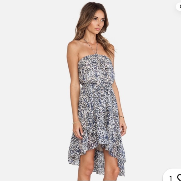 FREE PEOPLE Safari Sunset Halter Ruffle Print asymmetrical  light Summer Dress S - Picture 2 of 13